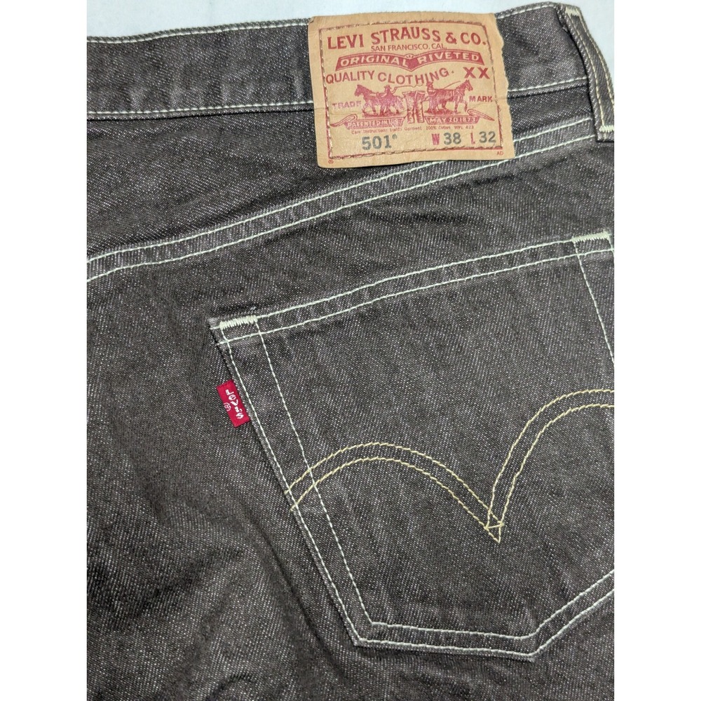 Y2K Levi's 501 Button Fly Classic Straight Leg Mens‎ Jeans Brown Size 38